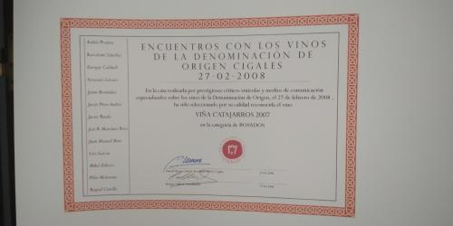 Premio encuentro con los vinos de la Denominacin de Origen Cigales 2008